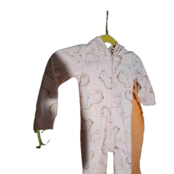 Child Of Mine By Carter's Light Pink Onsie With Bears And Middle Zipper Size 24M - Picture 3 of 9
